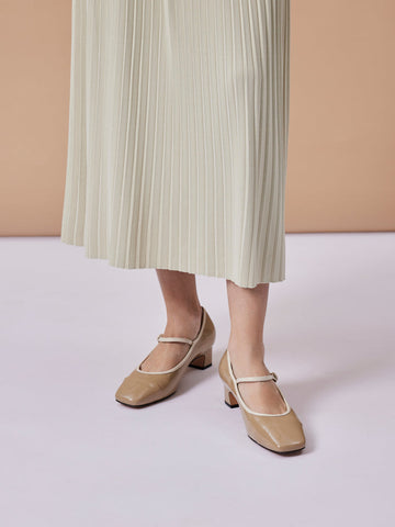 PAZZION, Mirra Patent Leather Mary Jane Heels, Khaki